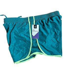 NWT Teal Women’s Running Shorts with Neon Green Trim